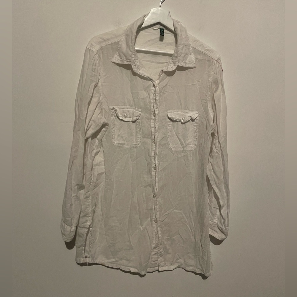 Lauren Ralph Lauren White Long Shirt Cover up‎